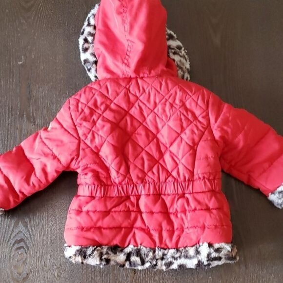 18 MONTHS Red CHEETAH TRIM PUFFER Jacket Coat Parka Winter Snow Pistachio Girls - Picture 10 of 14